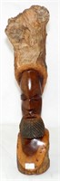 African Hand Crafted Hardwood Tree Stump Bust.