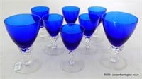 A Set of 6 X Vintage  Bristol Blue Tot Glasses