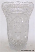 Fine Antique Cut Crystal and Etched Flower Vase