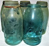 Lot of 5 Ball Mason Soft Shoulder Half Gallon Jars