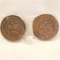 2 Masonic Tokens Grand Lodge VA