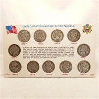 US Wartime Silver Nickels Set