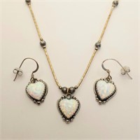 Sterling Heart Necklace Earrings
