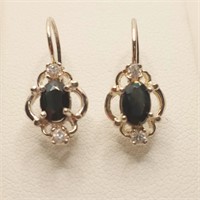 Avon Sterl Earrings w/ Black Sapphires