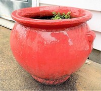 red pottery planter