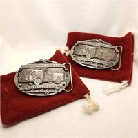 2 American LaFrance Fire Engine Buckles