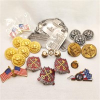 Military Buttons WWII Pins Etc