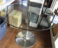 39" Round Glass Table with Metal Base