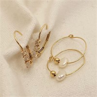 10K Diamonds & Pearls Earrings