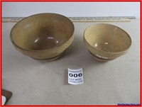 TWO YELLOW WARE BOWLS 7 & 9"