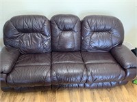 Leather double reclining couch