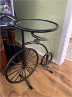 Iron Type High Wheel Bicycle Table w/ glass top