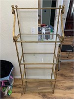 5 tier glass and iron shelving unit