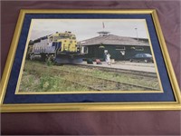 Framed and matted Wasilla train depot print