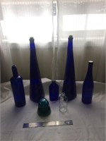 Collection of colbolt blue glass bottles