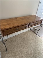 Wood & Iron legged Console / side table