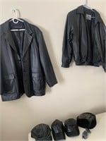 Men’s Leather Jacket and Hat lot