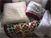 Collection of quilted blankets & pillow