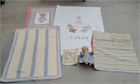 Handmade Lot including Knitted Child Afghan,