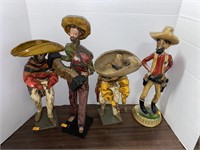 Three papier-mâché Figurines and one ceramic