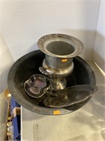 Silver plated items and basin