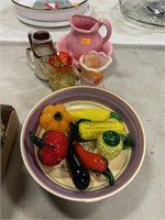 Small pitchers and glass vegetables