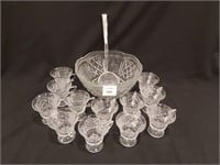 A Pressed Glass Punch Bowl Set