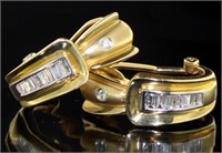 14kt Gold French Lock Diamond Earrings