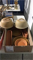 Lot of stoneware-terra cotta type-for cooking