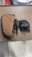 Gun Bipod, bushnel binoculars, pistol case
