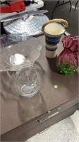 Glass etched bowl,vases
