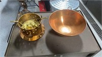 Small copper colored kettle with chafing dish