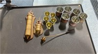 Small drinkware lot w/wooden sconces
