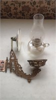 Wall mount, oil lamp. C/w reflector