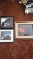 Three framed photos. 

Larger damaged