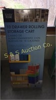 10 drawer rolling storage cart--new