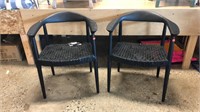 2 cnt of Leather Woven Accent Chairs