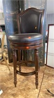 Round leather and wood chair
