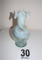 Ruffled Top Swirl Glass Vase (9" tall)