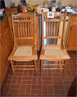 (2) Oak Chairs with Cane Seats