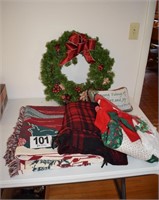 Christmas Wreath, Throws & Pillow