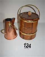 Copper Kettle & Wood Ice Bucket