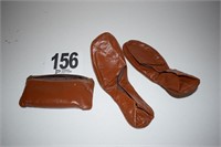 Women's Leather House Shoes in Leather Case -