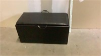 Black Pleather Storage Ottoman