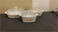 Set of 3 Corningware Baking Dishes