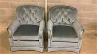 Two Blue Vintage Upholstered Chairs