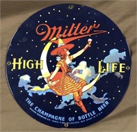 Miller High life porcelain sign 11.25”