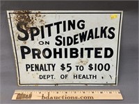No Spitting on Sidewalks Sign