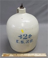 2 Gallon E.S.&B. Stoneware Jug