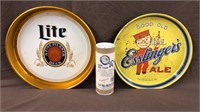 2 Vtg beer trays, pours
